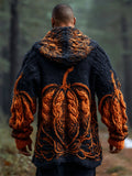 Halloween Pumpkin Knit Art Men's Hooded Sweater Cardigan artswardrobe