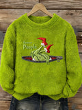 Women's Ew People Print Round Neck Sweatshirt 