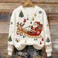 Women's Retro Christmas  Pattern Casual Crew Neck Sweatshirt