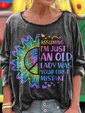 Women's Hippie Art Print Casual Long Sleeve T-shirt