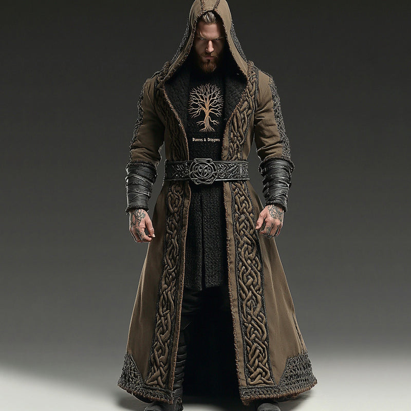 Men's Viking Themed Celtic Knot Tree Of Life Embroidered Cloak