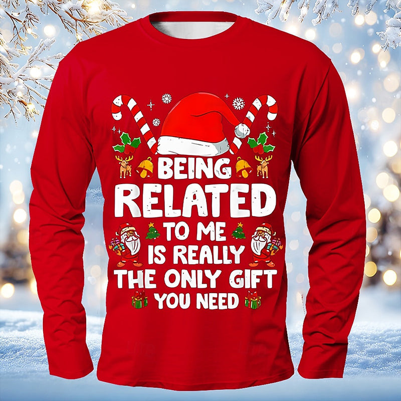 Comstylish Men's Christmas Print Crew Neck Long Sleeve T-shirt