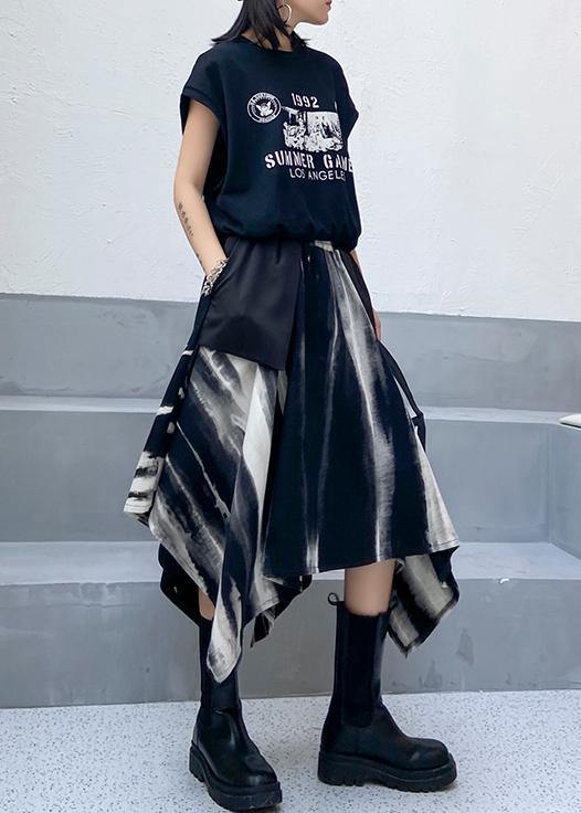 A-line Skirt Autumn and Winter Large High Waist Irregular Black Tie Dye Skirt