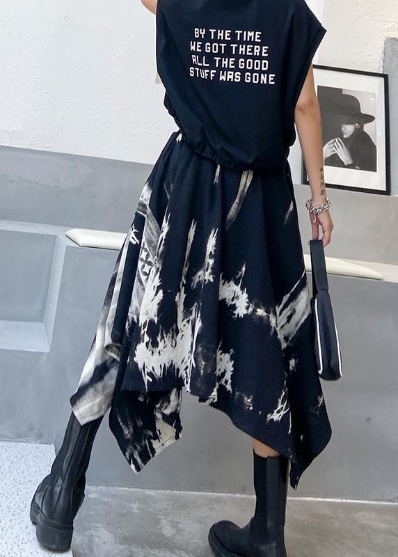 A-line Skirt Autumn and Winter Large High Waist Irregular Black Tie Dye Skirt