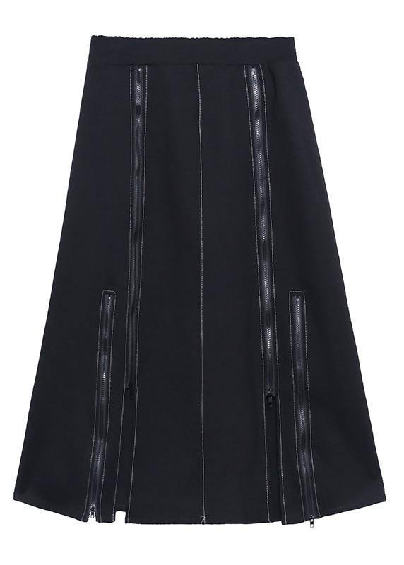 A-line Skirt High Waist Mid Length Winter Black Skirt