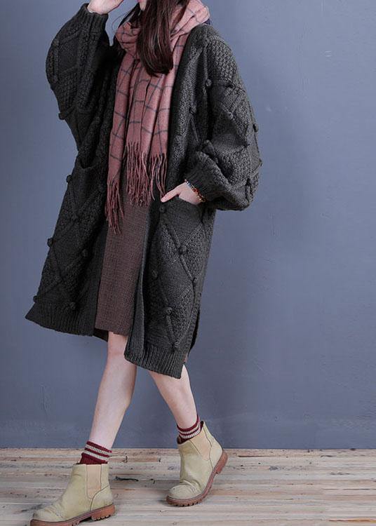 Aesthetic Fall Knit Sweat Tops Fall Green Side Open Knitted Jackets
