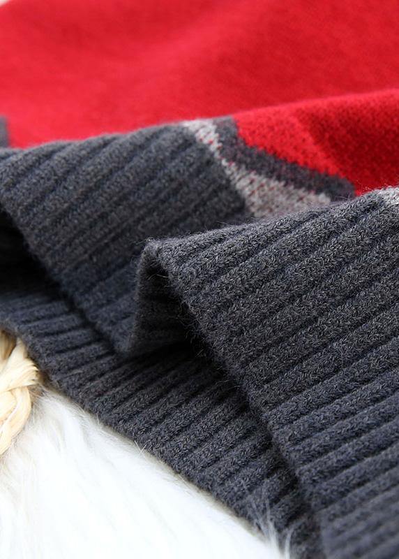 Aesthetic Red Tops O Neck Clothing Knitwear