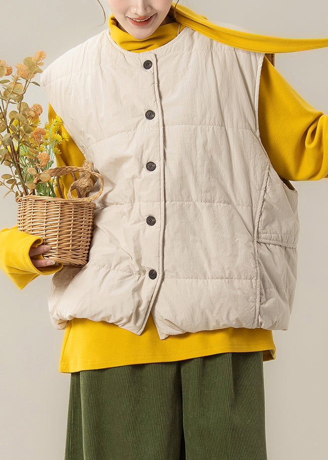 Apricot Button Cotton Filled Waistcoat and Yellow T Shirt Two Pieces Set O Neck