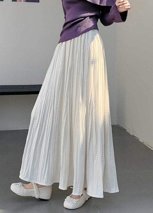 Apricot High Waist Silk Velvet Wrinkled Maxi Skirts