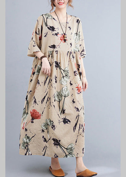 Apricot O-neck Patchwork Party Maxi Dress Summer
