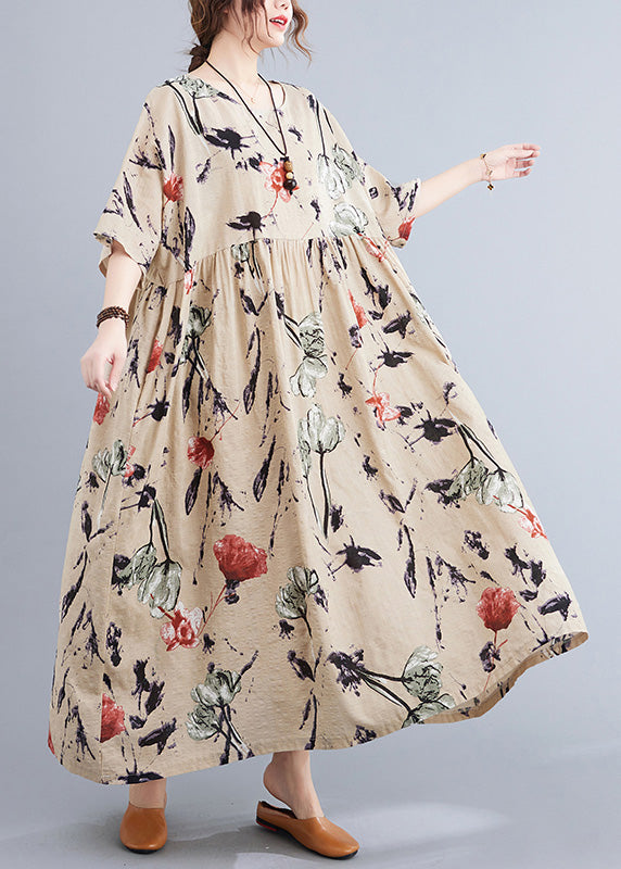 Apricot O-neck Patchwork Party Maxi Dress Summer