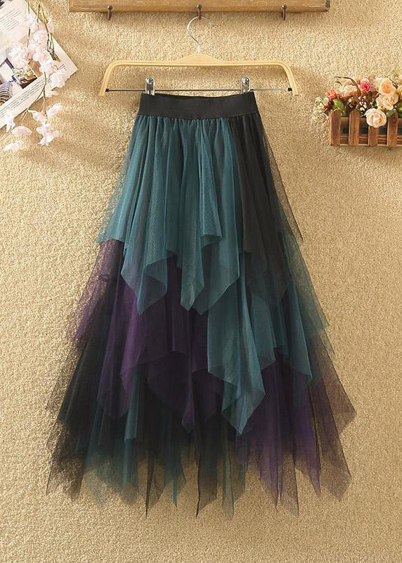 Art Tulle Asymmetrical Patchwork Fall Skirt