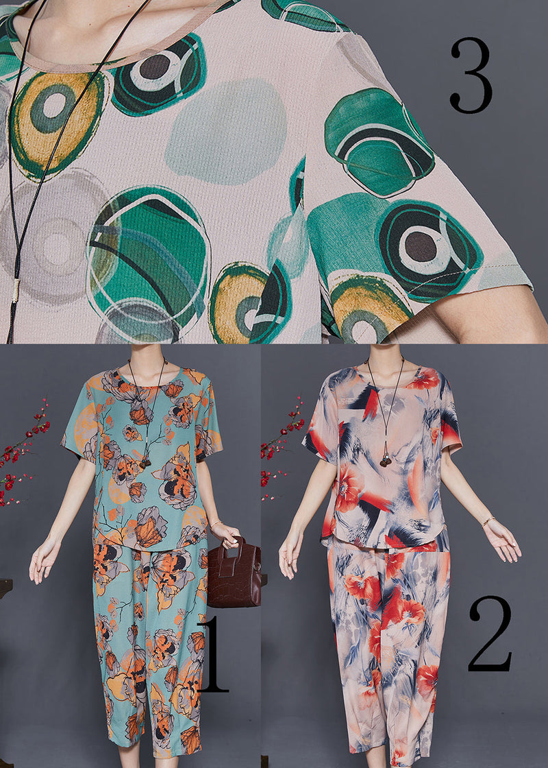 Art Green Butterfly Print Linen Two Piece Set Clothing Summer