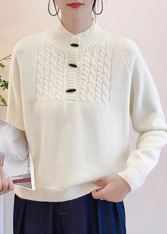 Art Grey Button Thick Knit Sweater Fall