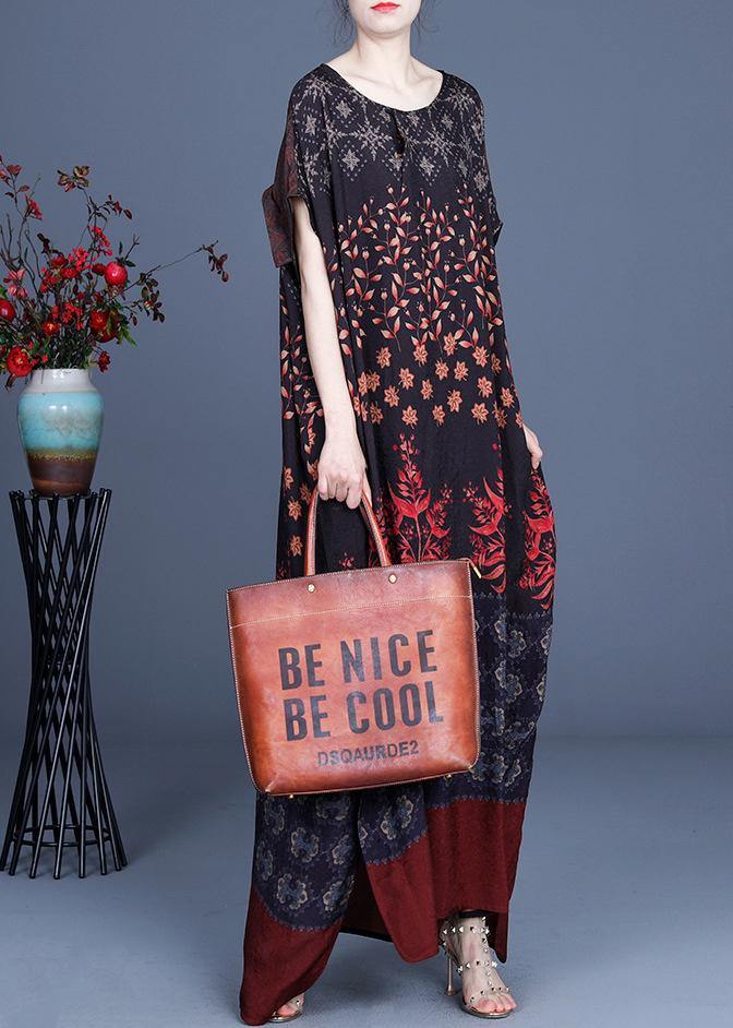 Art Silk Print Patchwork Mid Dress Summer