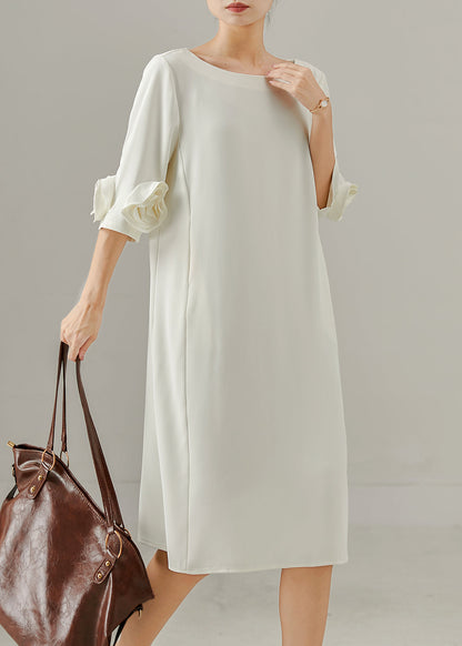 Art White Three-dimensional Chiffon Holiday Dress Summer