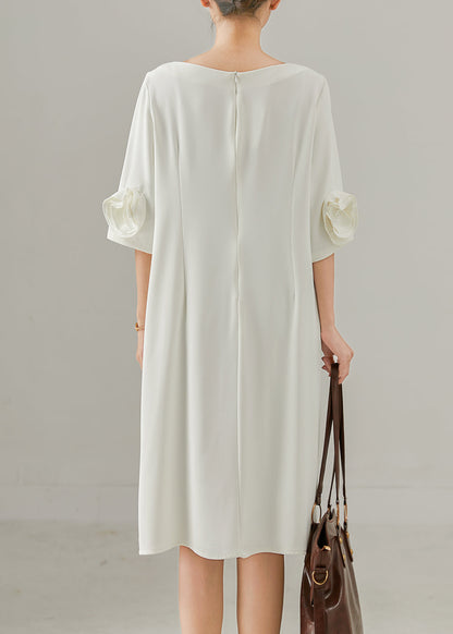 Art White Three-dimensional Chiffon Holiday Dress Summer