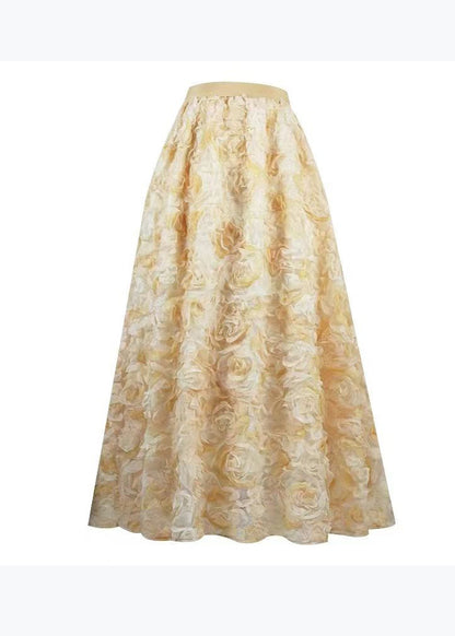 Art Yellow Gradient Decorated Tulle Skirts Spring