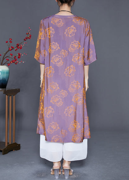 Art Yellow V Neck Print Wear on Both Sides Silk Dresses Summer