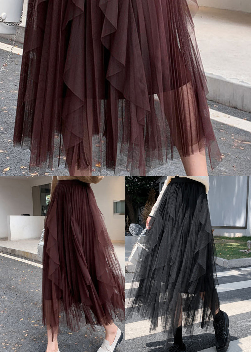 Black Asymmetrical Tulle Skirt Spring