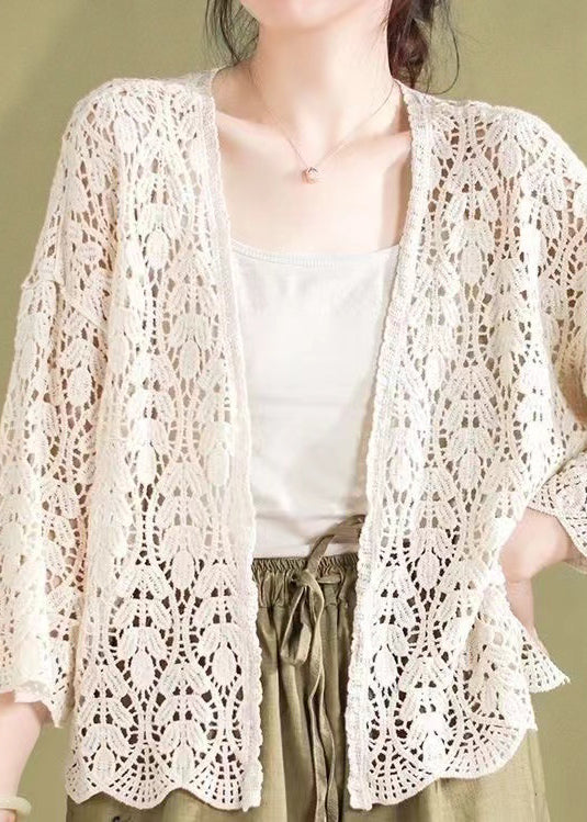 Black Hollow Out Knit Loose Cardigans Summer