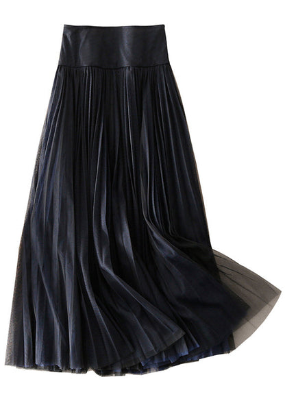 Black Zip Up Patchwork Tulle Skirt Spring