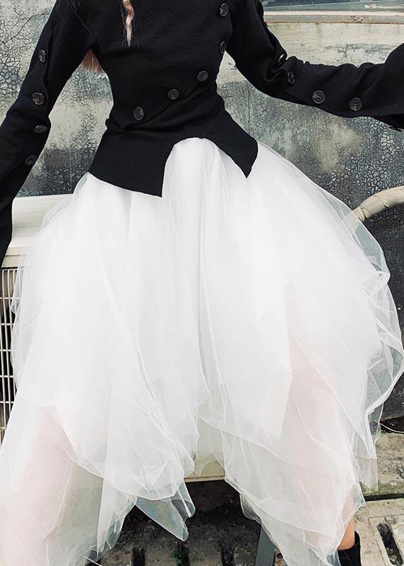 Black Asymmetrical Design Patchwork Skirts Summer