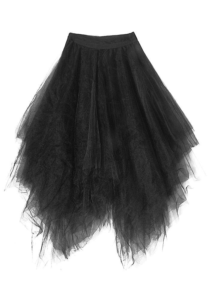 Black Asymmetrical Design Patchwork Skirts Summer