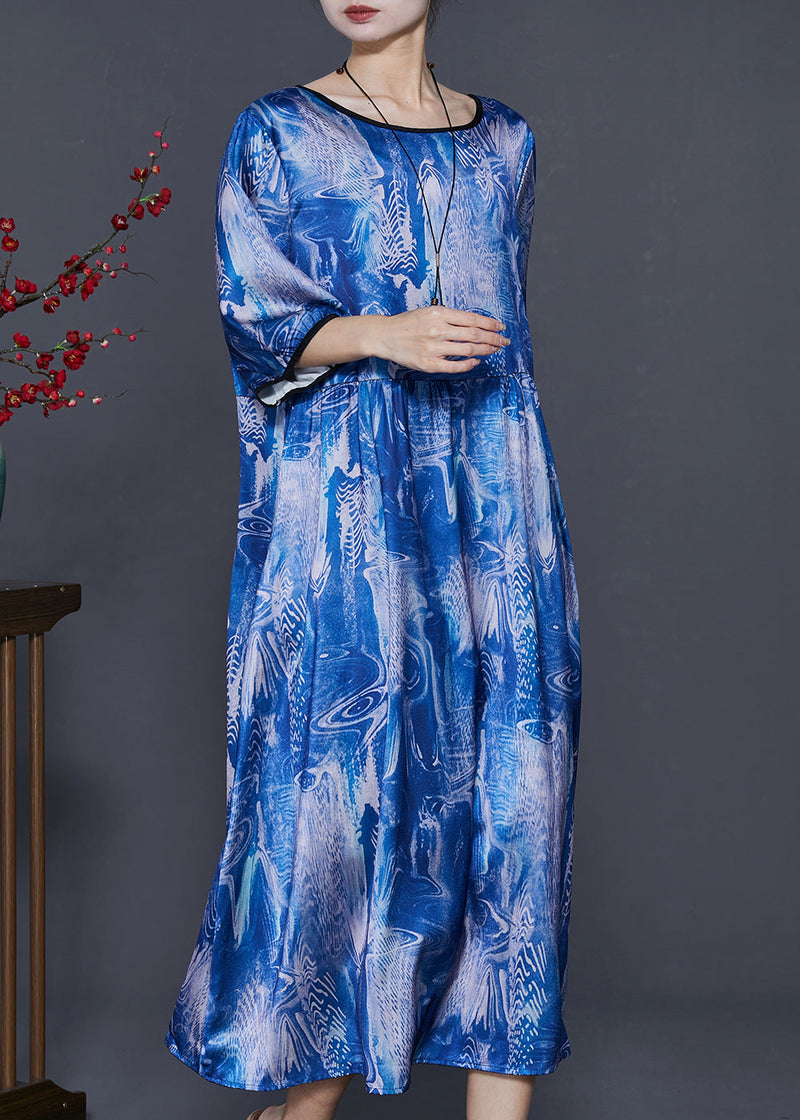 Blue Oversized Tie Dye Holiday Dress Summer