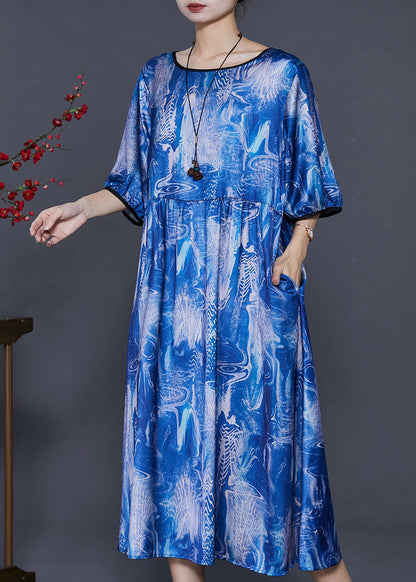 Blue Oversized Tie Dye Holiday Dress Summer
