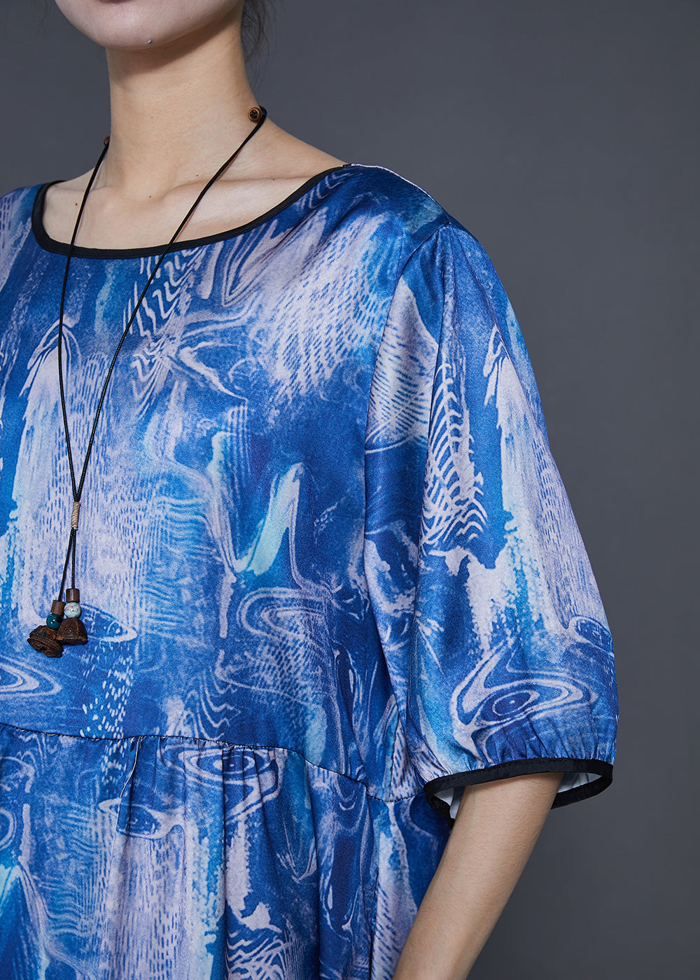 Blue Oversized Tie Dye Holiday Dress Summer