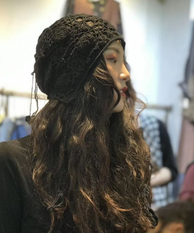 Brown Hollow Out Handmade Knit Hat
