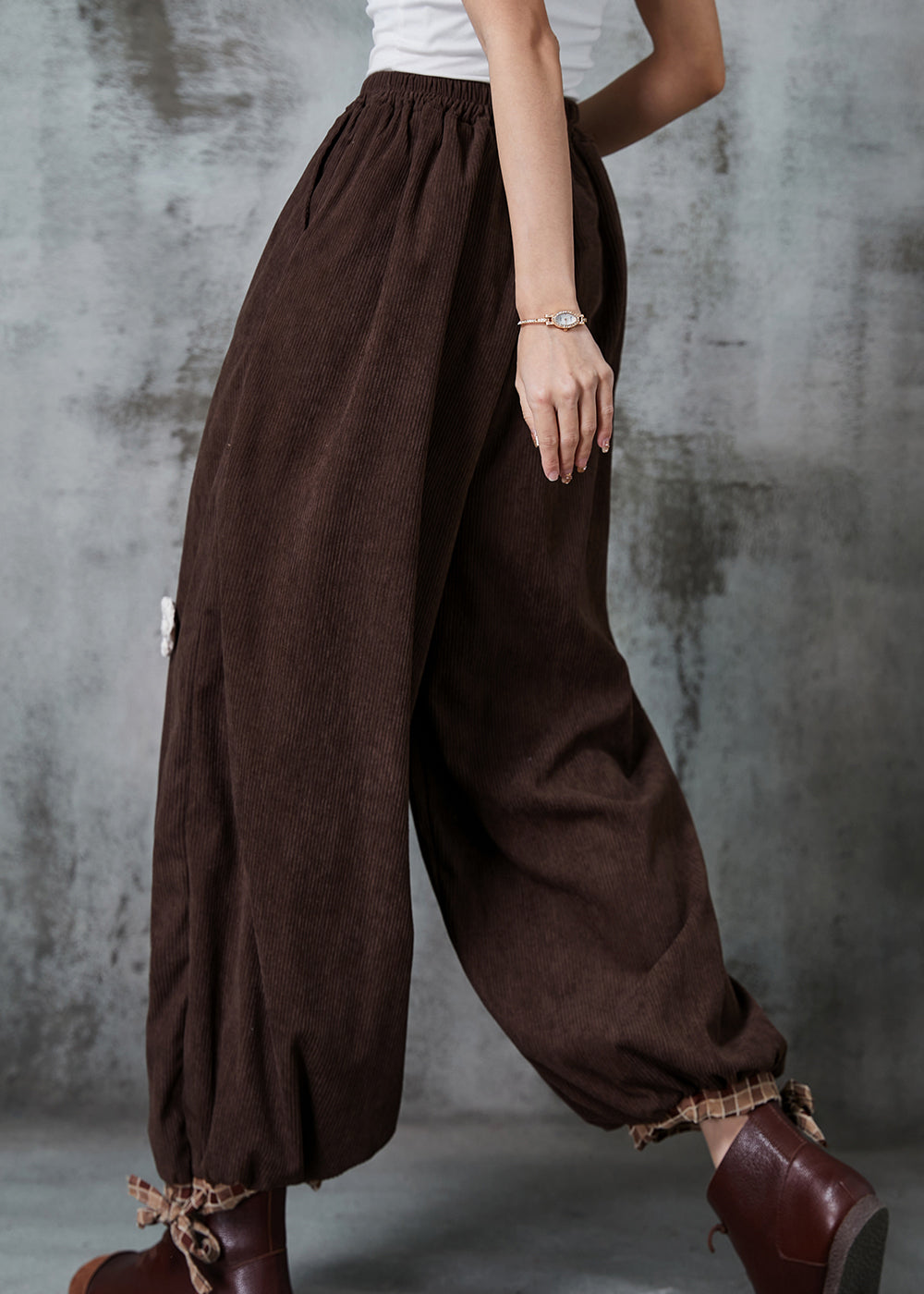 Chocolate Oversized Corduroy Pants Spring