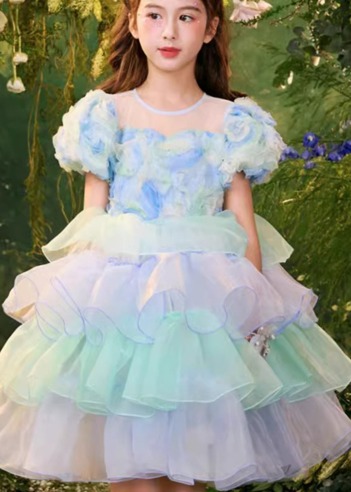 Colorblock O-neck Tulle Patchwork Mid Dress Summer