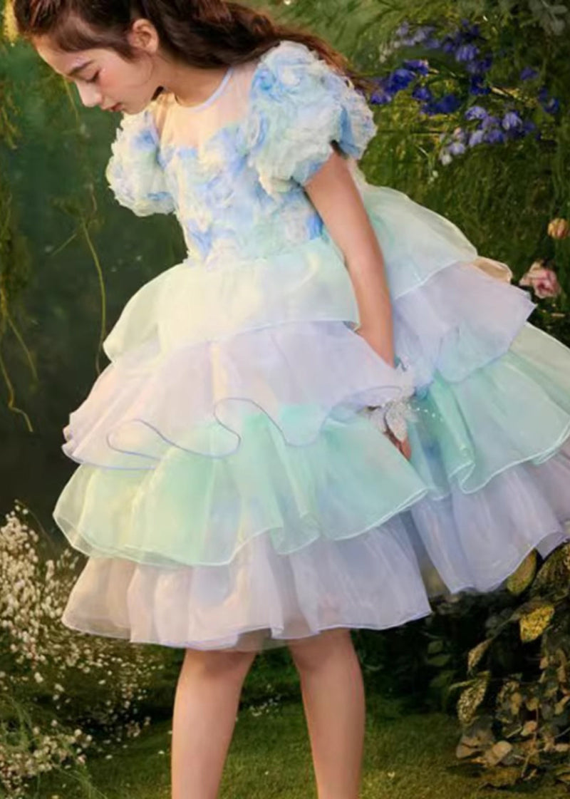 Colorblock O-neck Tulle Patchwork Mid Dress Summer