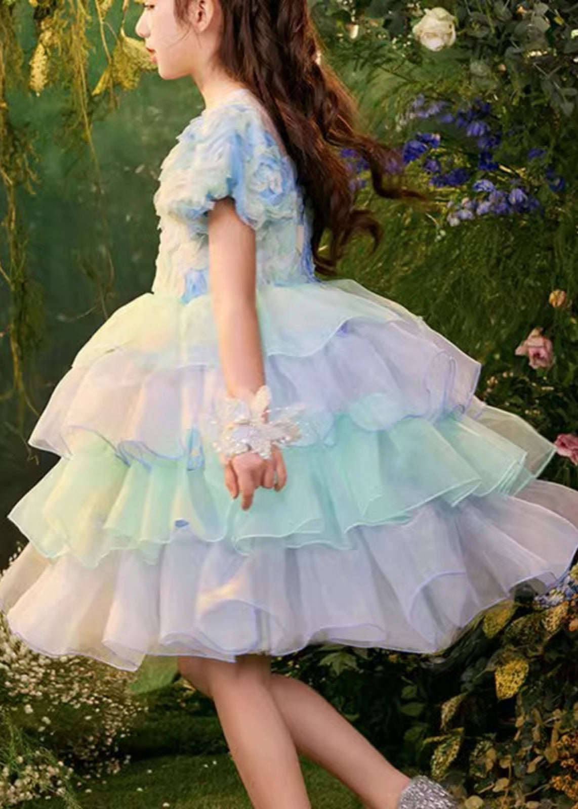 Colorblock O-neck Tulle Patchwork Mid Dress Summer