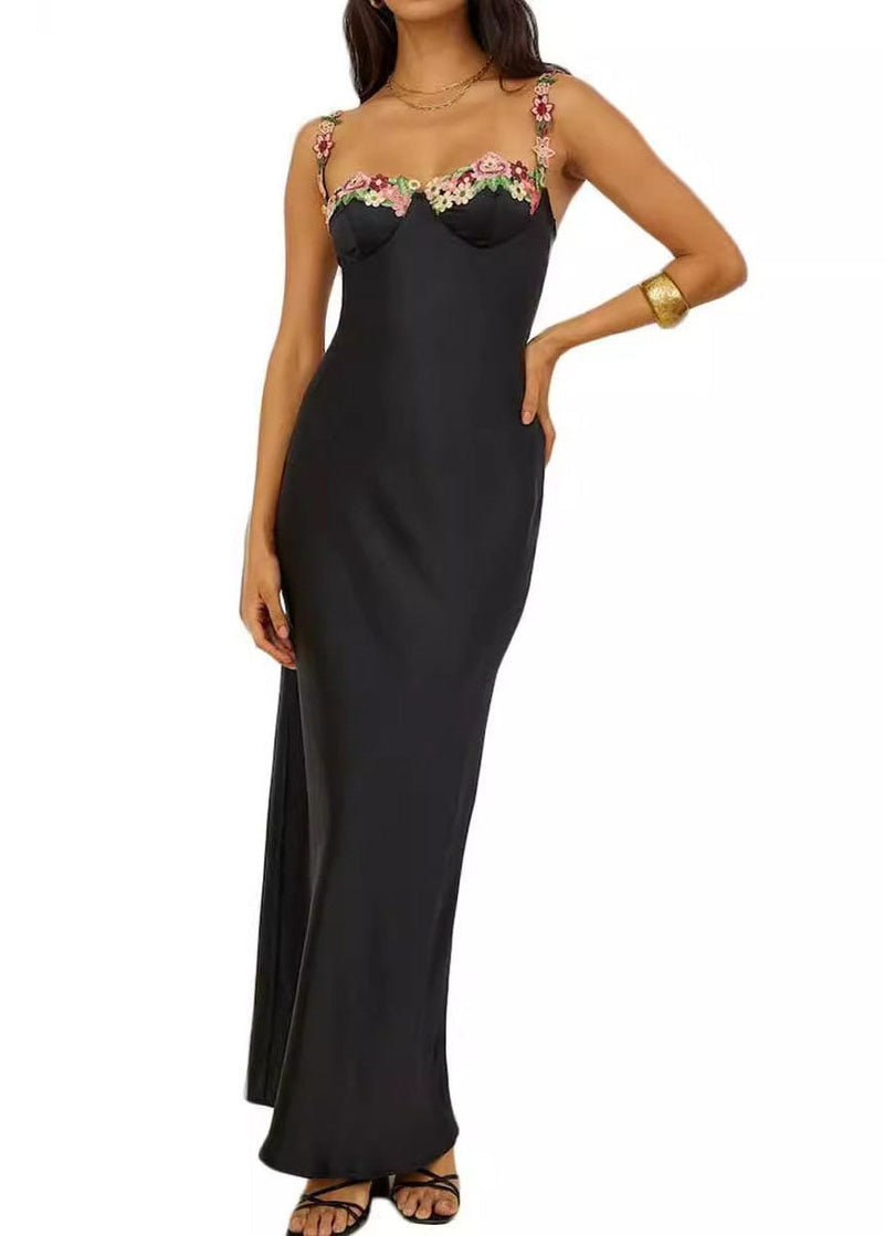 Green Backless Silk Spaghetti Strap Dress Summer