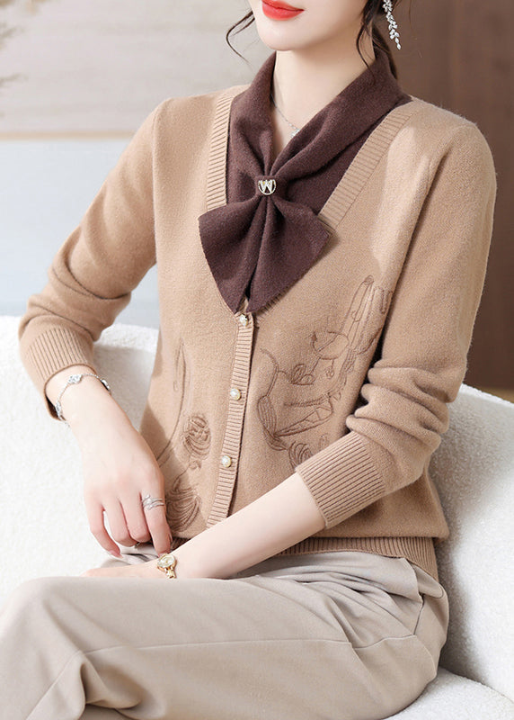 Green Bow Patchwork Knit Pullover Spring