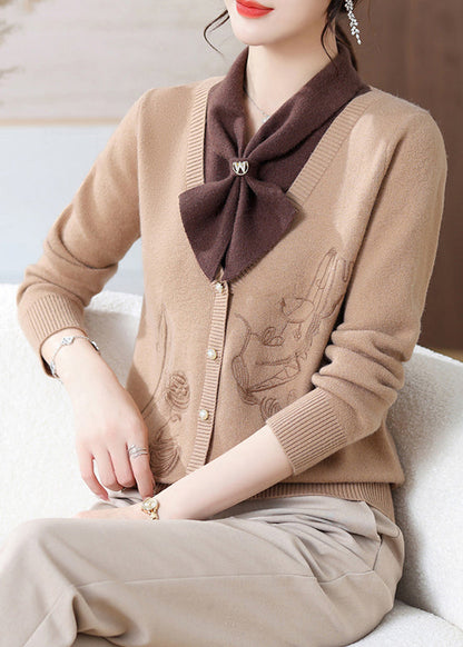 Green Bow Patchwork Knit Pullover Spring