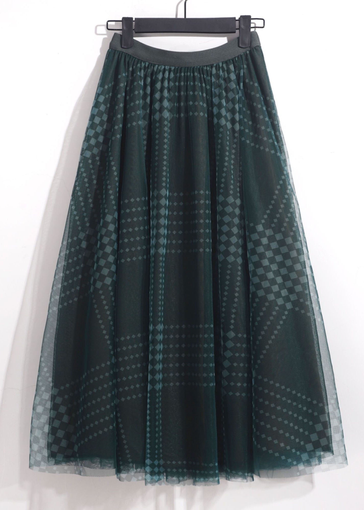 Green High Waist Exra Large Hem Tulle Skirts Spring