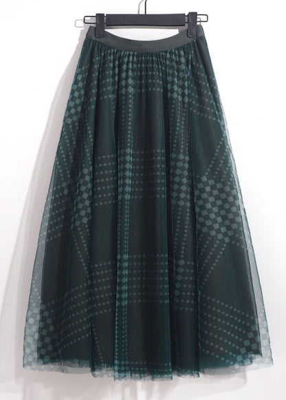 Green High Waist Exra Large Hem Tulle Skirts Spring