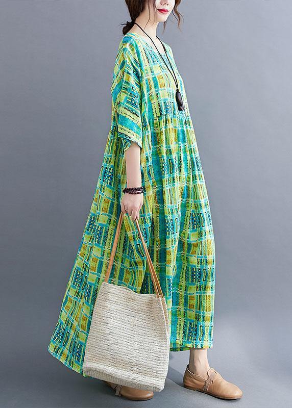 Green O-neck Half Sleeve Summer Holiday Dress