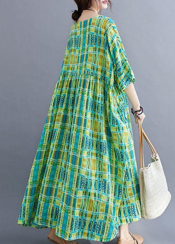 Green O-neck Half Sleeve Summer Holiday Dress