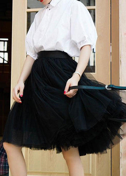 Green High Waist Tulle Skirts Spring