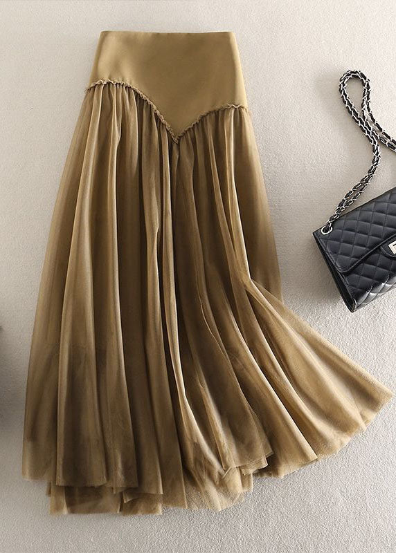Grey High Waist Patchwork Tulle Skirt Spring