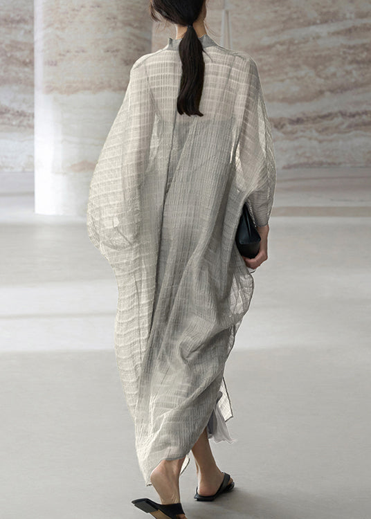 Grey V Neck Patchwork Dress Two Piece Set Summer