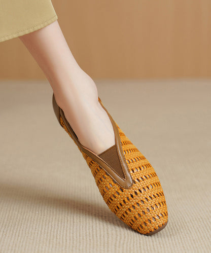 Hollow Out Chunky Sandals Brown Sheepskin