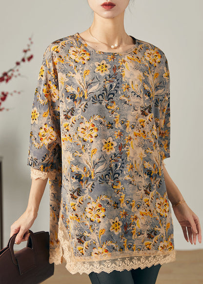 Khaki Oversized Patchwork Chiffon Shirts Spring