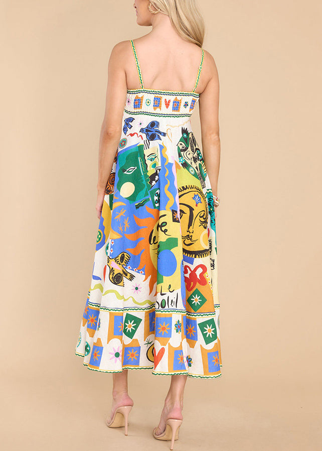 Multi Print Spaghetti Strap Dress Sleeveless