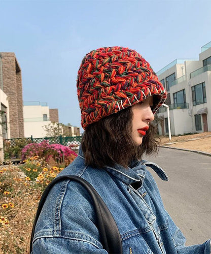 Orange Handmade Knit Bucket Hat